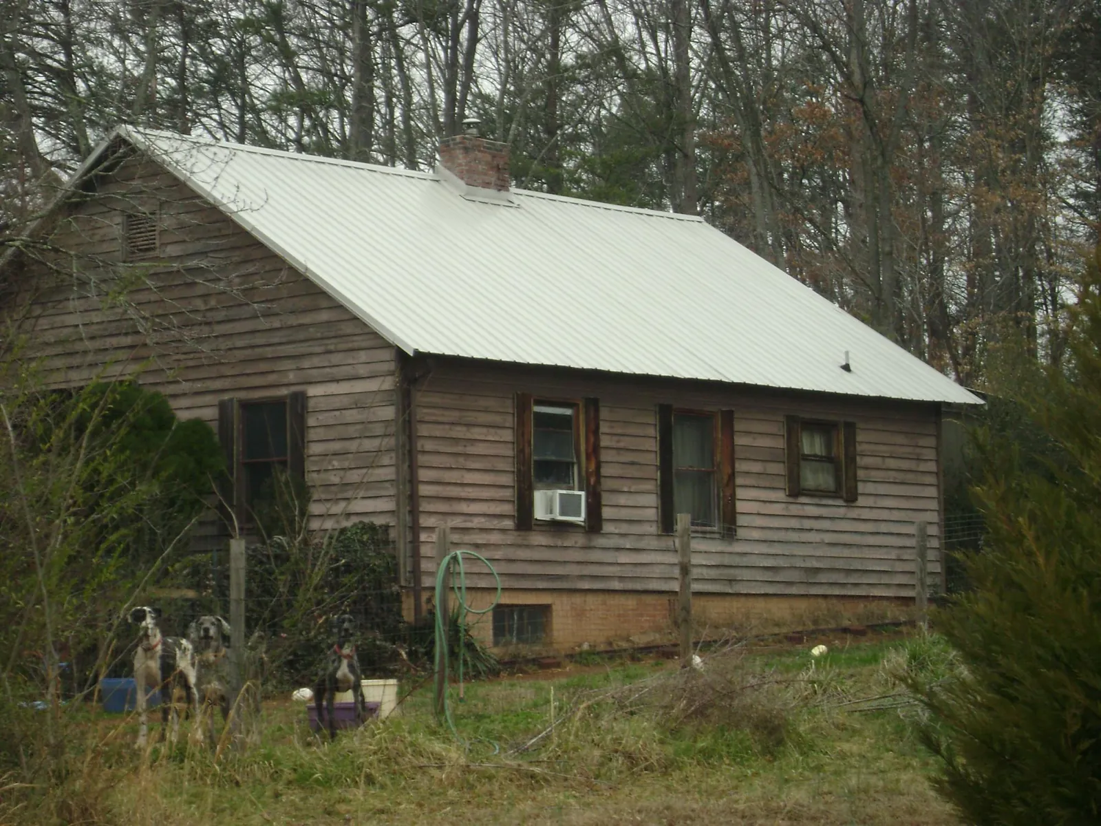 White metal roof on an old wood sided farmhouse, from a Metal Roof Installation job in Sangerfield